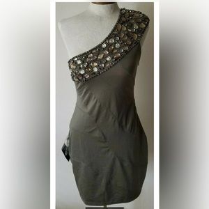 NWT Bebe One Shoulder Bodycon Dress Medium